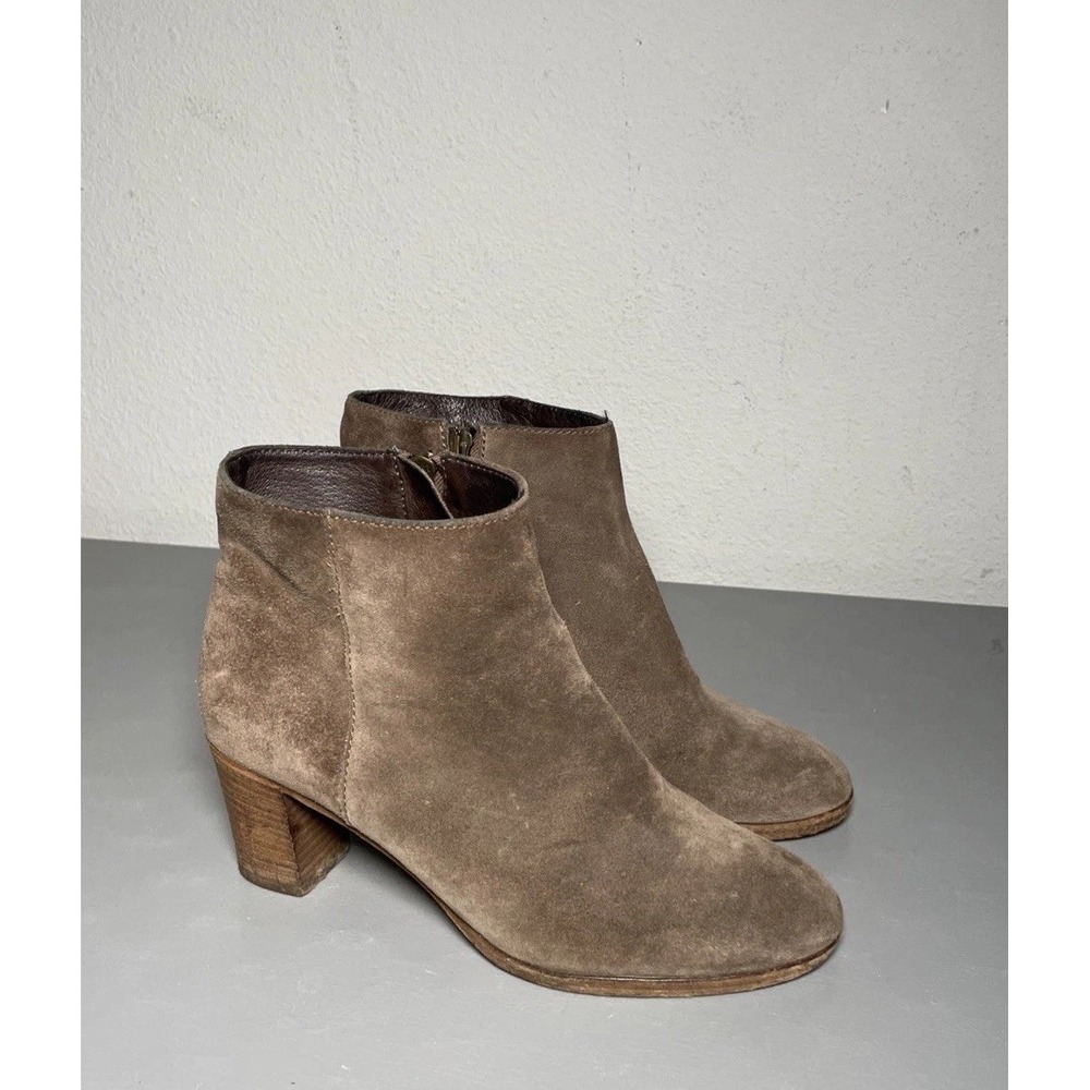 J Crew Hadley Suede Leather Block Heel Ankle Boots Womens 7.5 Made In Italy